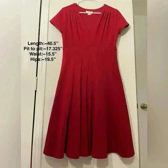 Maeve by Anthropologie Red Lincoln Center Knee Length Fit to Flare Dress Medium - Picture 3 of 8